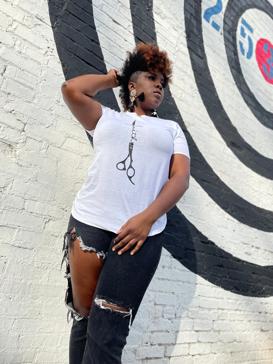 Shears of "FAITH" White Tshirts Layer's Stylist Collection